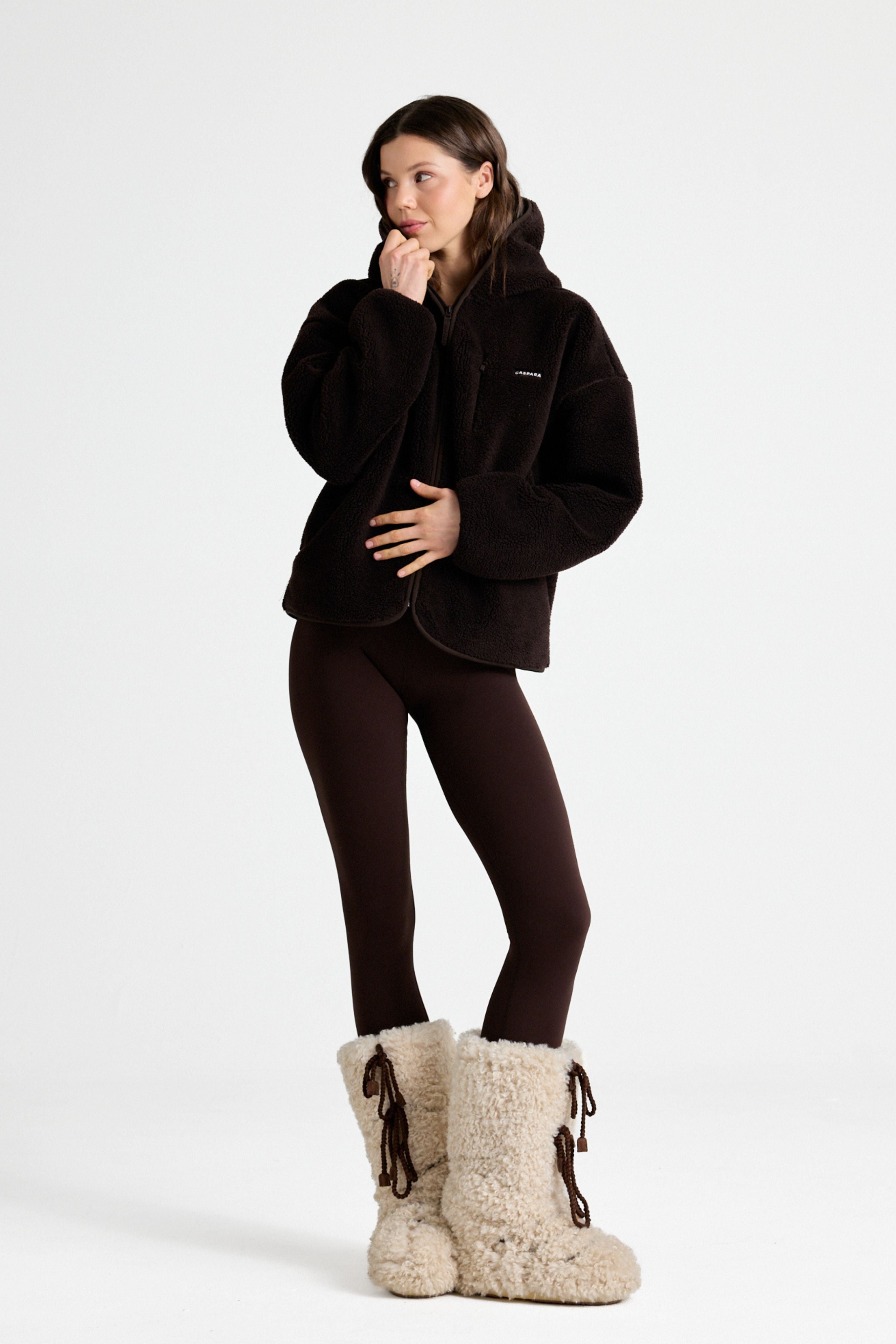 W. Cloudfleece™ Jacket w. hood - Espresso